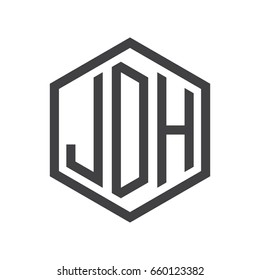 three-letter initials hexagon logo black