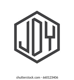 three-letter initials hexagon logo black