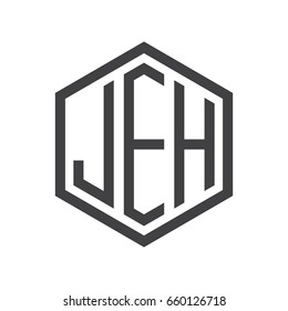 three-letter initials hexagon logo black