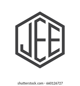 three-letter initials hexagon logo black
