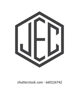 three-letter initials hexagon logo black