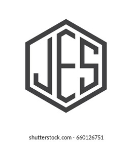 three-letter initials hexagon logo black