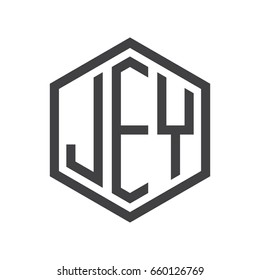 three-letter initials hexagon logo black