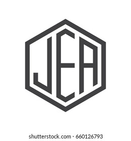three-letter initials hexagon logo black