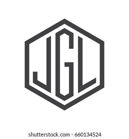 three-letter initials hexagon logo black