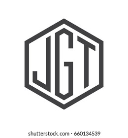 three-letter initials hexagon logo black