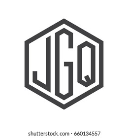three-letter initials hexagon logo black