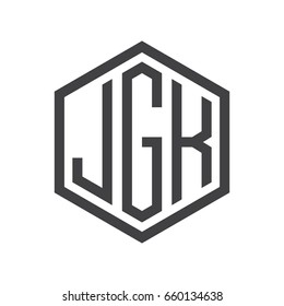 three-letter initials hexagon logo black