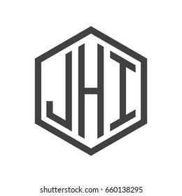 three-letter initials hexagon logo black