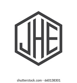 three-letter initials hexagon logo black