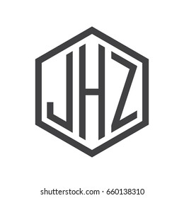 three-letter initials hexagon logo black