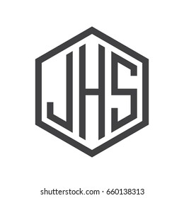 three-letter initials hexagon logo black