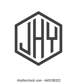 three-letter initials hexagon logo black