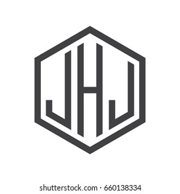 three-letter initials hexagon logo black