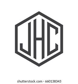 three-letter initials hexagon logo black
