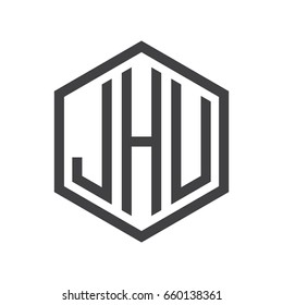 three-letter initials hexagon logo black