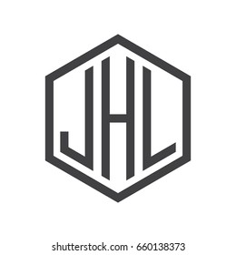 three-letter initials hexagon logo black