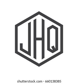 three-letter initials hexagon logo black