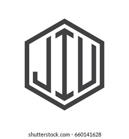 three-letter initials hexagon logo black