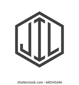 three-letter initials hexagon logo black