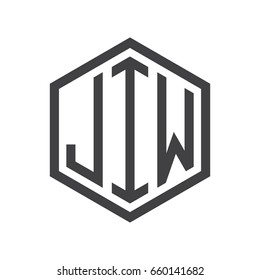 three-letter initials hexagon logo black