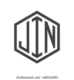 three-letter initials hexagon logo black