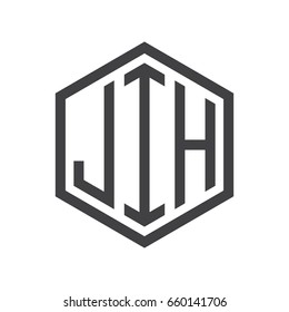 three-letter initials hexagon logo black