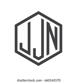three-letter initials hexagon logo black
