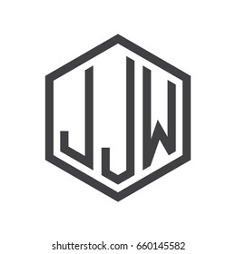 three-letter initials hexagon logo black