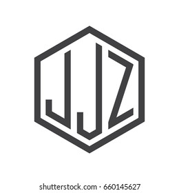 three-letter initials hexagon logo black
