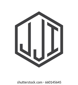 three-letter initials hexagon logo black