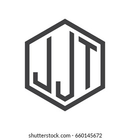 three-letter initials hexagon logo black