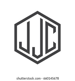 three-letter initials hexagon logo black