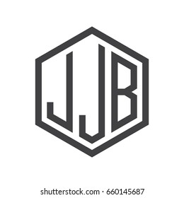 three-letter initials hexagon logo black