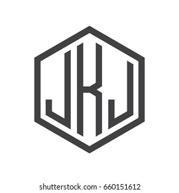 three-letter initials hexagon logo black