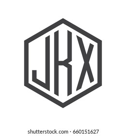 three-letter initials hexagon logo black