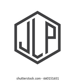three-letter initials hexagon logo black