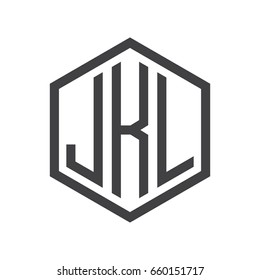 three-letter initials hexagon logo black