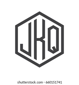 three-letter initials hexagon logo black
