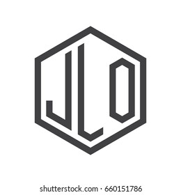 three-letter initials hexagon logo black