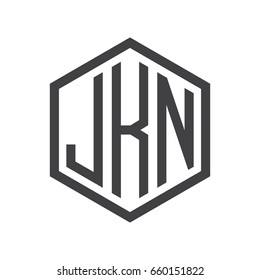 three-letter initials hexagon logo black