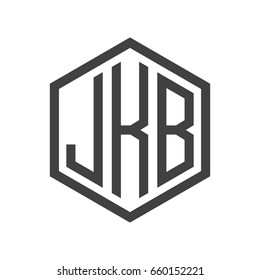 three-letter initials hexagon logo black