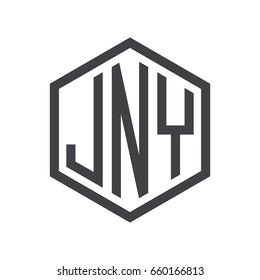 three-letter initials hexagon logo black