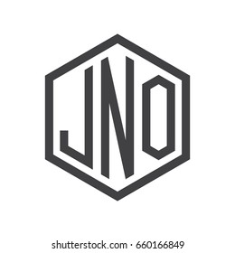 three-letter initials hexagon logo black
