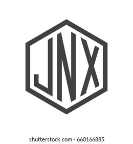 three-letter initials hexagon logo black