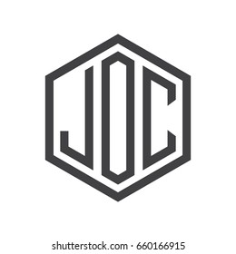 three-letter initials hexagon logo black