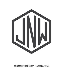 three-letter initials hexagon logo black