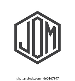 three-letter initials hexagon logo black