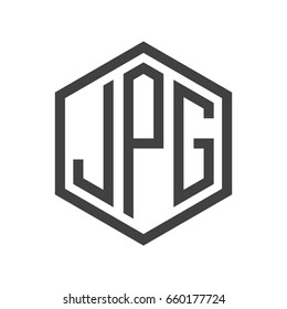 three-letter initials hexagon logo black