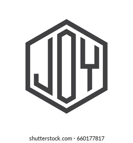 three-letter initials hexagon logo black